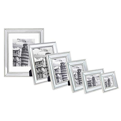 Isaac Jacobs 11x14 Silver Beveled Mirror Picture Frame w/Mat for 8x10- Classic Mirrored Frame w/Slight Slanted Angle for Wall Décor Display, Photo Gallery & Wall Art (11x14 (Matted 8x10), Silver) by Isaac Jacobs - Image 5