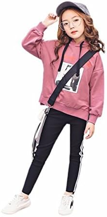 Amazon Burning Go 子供服 女の子 スウェット パーカー パンツ フード付き 長袖 トレーナー プリント スポーツウェア 2点セット 春秋 トレーナー パーカー 通販