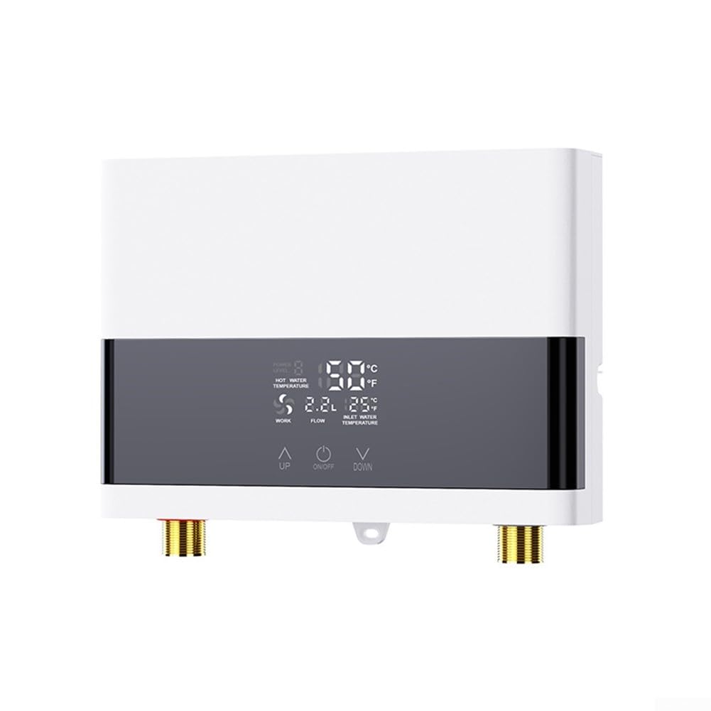 Calentador de agua eléctrico sin tanque de 4000 W 6000 W, caldera de ducha caliente, diseño compacto y portátil, IPX4, impermeable, protección antiquemaduras para baño, cocina, uso blanco (220 V 6000