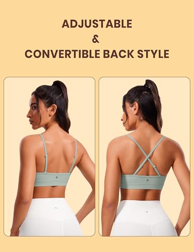Image of CRZ YOGA Butterluxe V Neck Sports Bras | Light Support, Removable Pads, Yoga, Extremely Soft, Square Back, Adjustable Spaghetti Straps, for Women