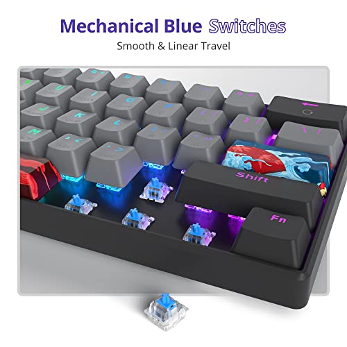 Image of Fogruaden 60% Mechanical Gaming Keyboard, 61 Keys, RGB Backlit, Compact 60 Percent Wired Keyboard for Win /Mac PC Gamer, Easy to Carry on Trip (61Dolch-BlueSwitch-RGB)