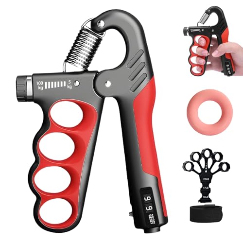 3pcs Forearm Hand Grip Strengthener Kit, 2025 Upgraded Adjustable Hands Exerciser Gripper with Finger Resistance Bands and Grip Rings, Strength Training Grips Strengtheners for Muscle Building