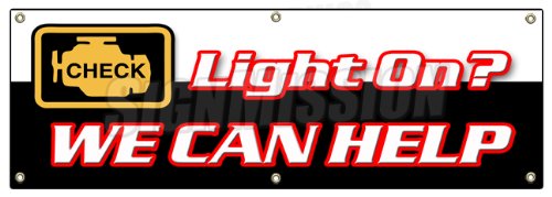 72" Check Engine Light Banner Sign Warning Sensor Repair Maintenance