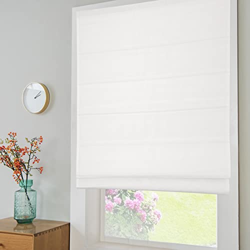 Dejavu Cordless White Roman Shades For Windows, Fabric Thermal Insulated Window Blinds, Elegant Custom Made Room Darkening Blackout Light Filtering Roman Shades For Windows, Doors, Kitchen Windows #TOP2