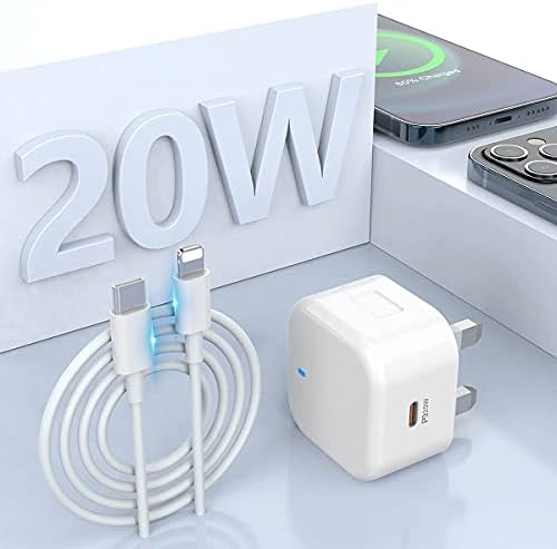 20W USB-C Power Adapter & Lightning Cable [Apple MFi Certified] Lightning Cable 3.3FT/1M and 20W IPhone Charger Plug Compatible with iPhone 12/SE/11/Xs/Max/XR/X/8/8 Plus