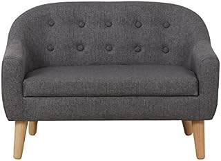 Babyland Children Sofa Couch, 2 Seater Kids Couch, Linen Fabric Toddler Sofa Chair for Kids Gift (Grey)