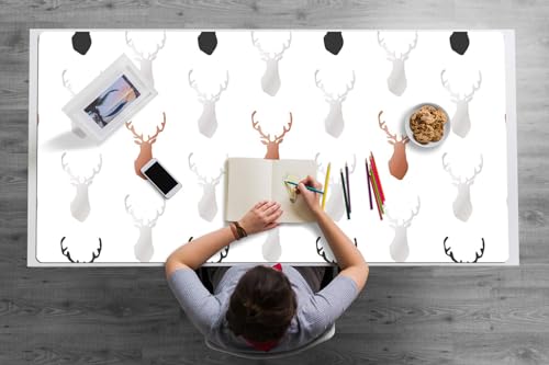 Sous-main de bureau 120x60 cm en vinyle PVC imperméable avec motif tête de cerf