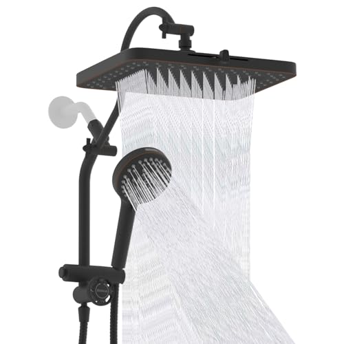 Hibbent cUPC Certified 13 Shower Head Combo High Pressure 5 Spray Rainfall Showerhead 10 Spray Handheld All Metal Easy Reach 4-way Diverter with Pause Mode 71 Hose & Holder Oil-Rubbed Bronze