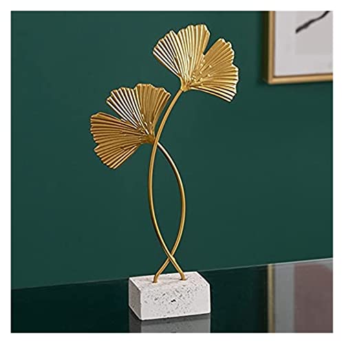 Statue ginkgo en métal or et blanc pour sublimer votre console d'entrée chic
