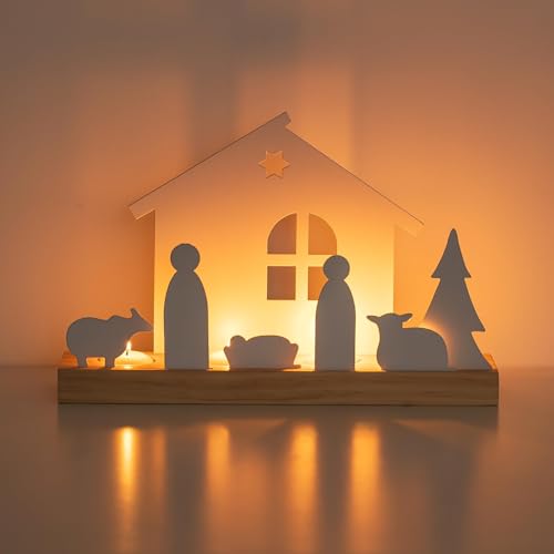 Romadedi Krippe Weihnachten Kerzenständer Set: Weihnachtskrippe...
