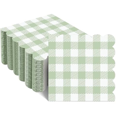 Xiangqu 120 Pcs Sage Green Gingham Napkins Cover