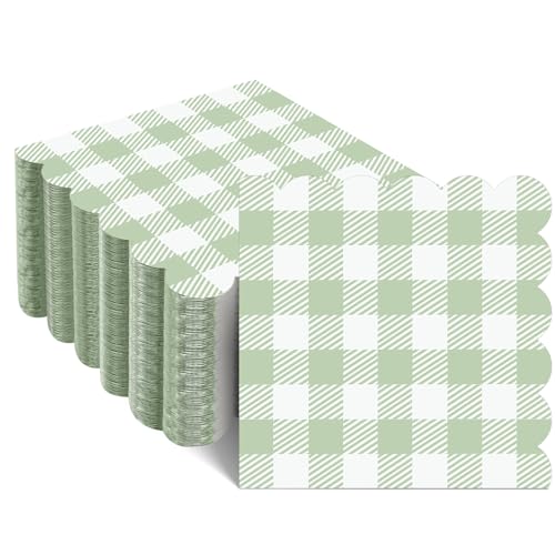 Xiangqu 120 Pcs Green Gingham Napkins Disposable Master Golf Napkins Sage Green Baby Shower Cocktail Napkin Paper Plaid Napkin for Picnic Wedding Baby & Bridal Shower 5 x 5 Inches