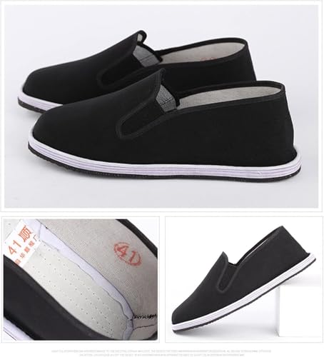 Unisex Traditional Chinese Martial Arts Slip-On Shoes, Old Beijing Canvas Footwear with Non-Slip Rubber Sole, Lightweight and Breathable (4 35)4