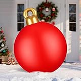 Aufblasbare Weihnachtskugeln Groß, Weihnachtsball Gross Outdoor, Exquisit Aufblasbare Weihnachtsdeko PVC Aufblasbarer Weihnachtskugeln für Weihnachten Partydekorationen (Rot-Einfarbig)