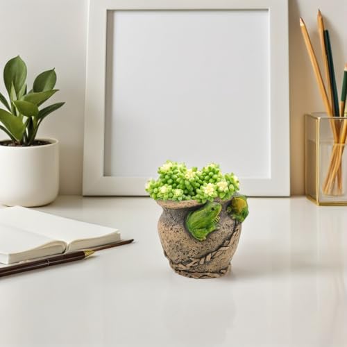 Pot de fleurs grenouille vintage en ciment pour embellir votre table de jardin