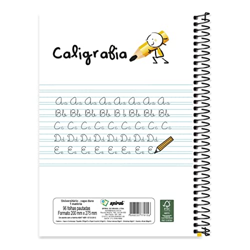 Caderno Caligrafia Universitário 96 Folhas Spiral