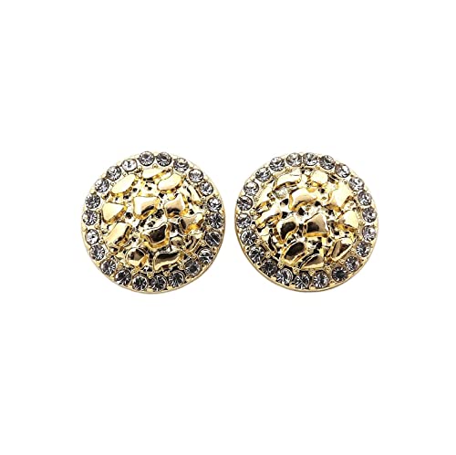 Encircled Iced Out Bling Cookie Nugget Magnetic Stud Earrings