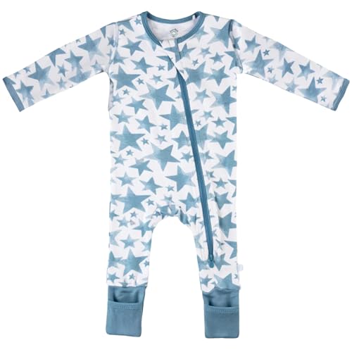 Image of Dreamland Baby Bamboo Viscose Baby Pajamas (0-9 months). Ultra Soft Viscose Sleepers with 2-Way Zipper, Mitten & Foot Cuffs