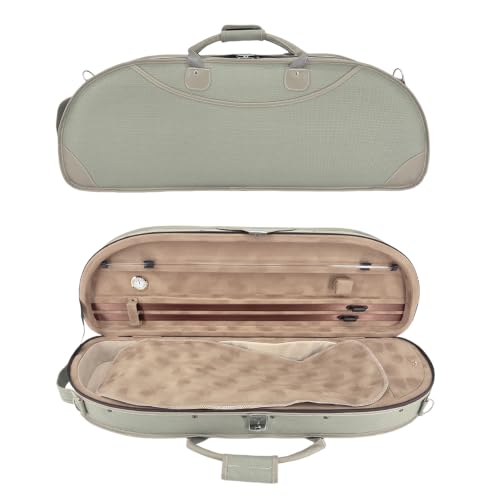 Conboxus Violin Case 4/4 full size with Adjustable shoulder Straps Nylon Oxford Ultra Lightweight Hard shell Case With Safety Lock&Hygrometer&Bow Holders For Travel/Perform (pea green)