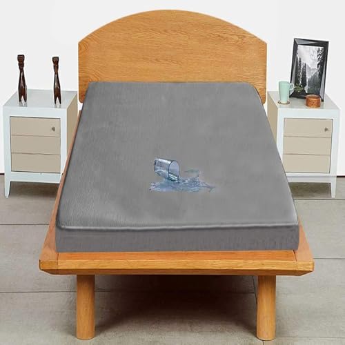 Image of Trance Cotton Feel Terry 80x38 inch Ultra Soft Waterproof Mattress Protector for Hostel /College |Breathable - Hypoallergenic Fitted Style Mattresses Cover (80x38 inch|6.6x3.1 feet, Grey-Pack of 1)