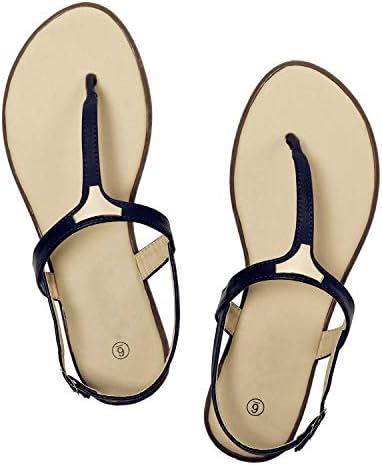 Rekayla Flat Thong Ankle Strap Sandals with Fashion Triangle Metal for Women Black 05