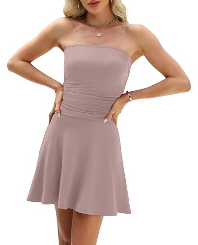 Image of OFEEFAN Womens Tube Dresses Strapless Homecoming Graduation Formal Party Club Mini Dress Date Outfits