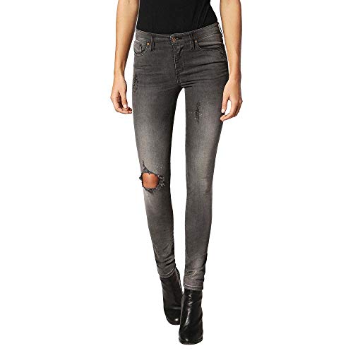 Jeans Diesel femme gris moyen 28W 32L : pantalon denim ajusté de couleur grise
