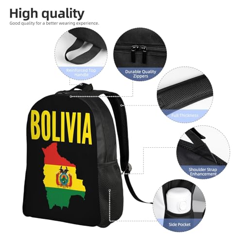 Bolivian Boliva Pride Map Flag Backpack Simple Leisure Travel Backpack Outgoing Daypack 16 inch4