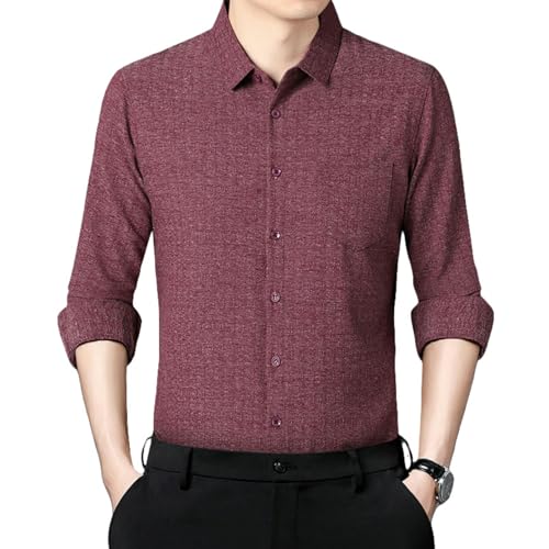 Chemise de printemps homme décontractée manches longues sans plis en coton léger