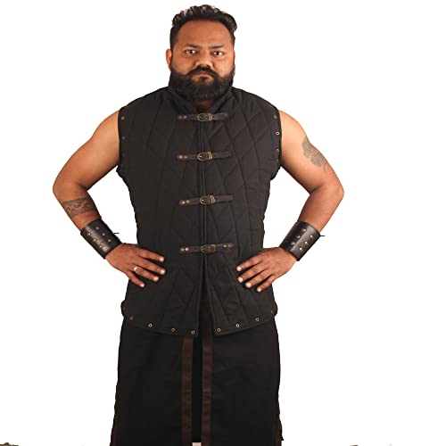 THICK COTTON PADDED QUILTED COTTON SLEEVELESS GAMBESON FOR LARP COSPLAY