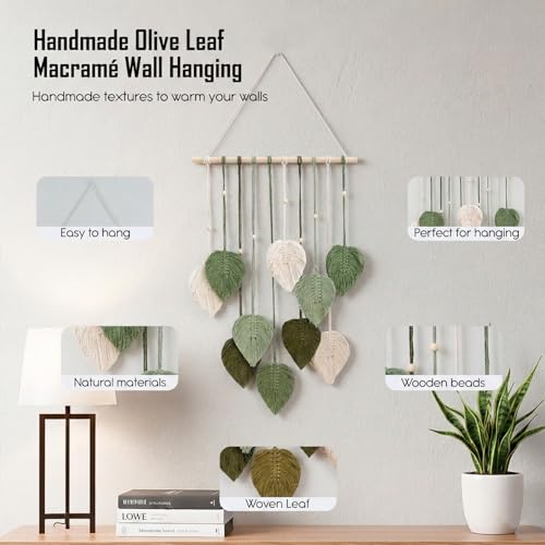 Image of Nostrae by Ekhasa Macrame Wall Hanging Leaves | Boho Wall Hanging Big Size | Handmade Macrame Wall Decor for Bedroom, Living Room, Balcony & Nursery | Boho Theme Home Decor Tapestry