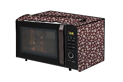 Image of The Furnishing Tree PVC Waterproof Microwave Oven Cover Compatible for Morphy Richards 25 L Convection 25 CG with 200 ACM Floral Pattern Brown White