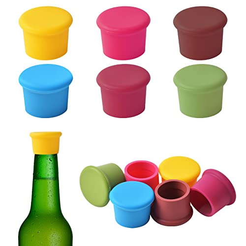 Dokeno 12 Piezas Tapones de Silicona para Botellas de Vino, Tapones de Botellas Cristal, Tapones Corona de Silicona Colores, Tapón para Botellas, Tapas Reutilizables Silicona para Cerveza y Champán