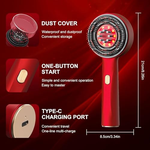 Image of Effora's 3-1 Red Light Therapy Scalp Massager | Premium Head Massager for Scalp with 2 In 1 Oil Massage Comb for Hair Growth electrical | Hair & Head Relaxation at Home | Shiatsu Massage for Hair Growth /Stress Relax | Electric Handheld Massagers
