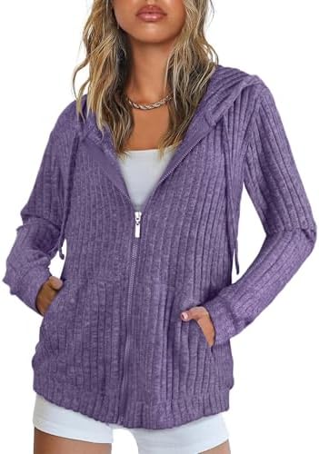 Flikity Hoodie Damen Reißverschluss Sweatjacke mit Kapuze Sweatshirt Jacke | Basics Kapuzenpullover Damen Zip Hoodie Jacke Leichte Frühling Sommer Herbst Kleidung