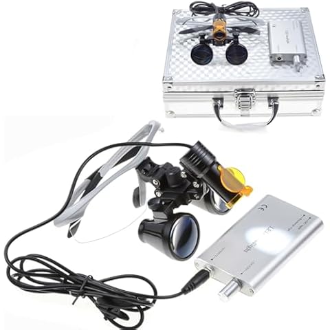 Rasamer 5W LED Metal Head Light Headlamp with 2.5X Binocular Loupe Filter Clip Carry Aluminum Case (Silver), RA-007HSBL Cover