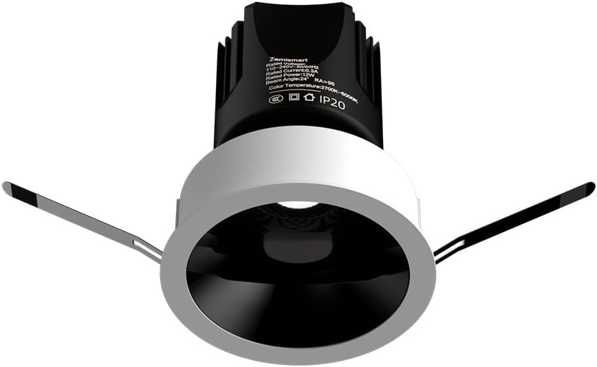 BENEXMART Matter WiFi LED Recessed Downlight 12W, Dimmable Anti-Glare Ceiling Light, Adjustable Angle Downlight, Works with Alexa, Google Home, Siri, SmartThings, App Control (24 Degree Beam Angle)