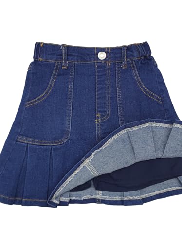 Image of 2026 Girl's Denim Skirts Elastic Waist Pleated Toddler Girls Jean Skirt Size 3-12
