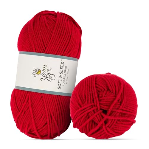 Image of Hobby Lobby Yarn Bee Soft & Sleek Yarn, 100% Low Pill Acrylic, Crocheting & Knitting (Red)