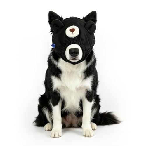Image of NACOCO Dog Calming Cap Eye Mask Nylon Shading Pet Anxiety Mask Muzzle for Grooming Anti Car Sickness (Bear,XL)