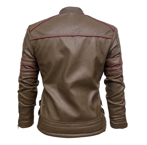 Image of Apocrypha Mens Faux Leather Biker Coat Leather Motorcycle Jacke Bomber Jacket