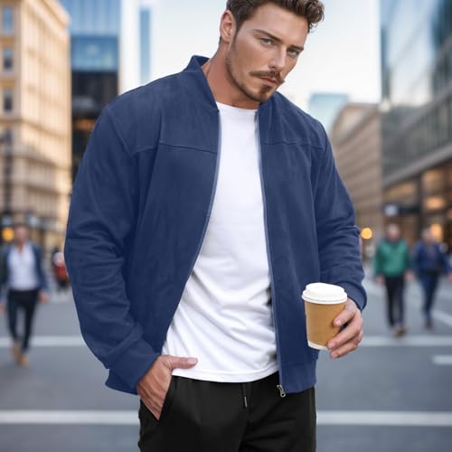 Chaqueta de piloto en ante premium con cuello alto para hombre selecto 2