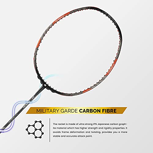 Image of Apacs Z-Ziggler (Unstrung, 38 LBS Max Tension) 6.4mm Slim Shaft | Made in Vietnam | 100% Japanese Graphite Badminton Racket with Free Full Cover | G2-4 1 /8 inches (Orange)