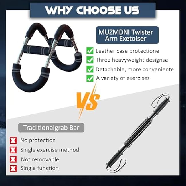 Twister Arm Trainer Equipment Adjustable Spring Workout Bar Fitness, Forearm Triceps Chest Enhanced Exercise Strengthener, Upper Body Strength Training Machine for Men