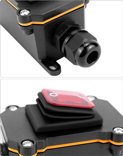 Miniatura 5 de Qwork Interruptor De Cable En Línea Impermeable Ip65 Con Luz Indicadora Roja, 220v 30a, Dpst De 4 Pines, Control De Encendido Apagado De Doble Posición