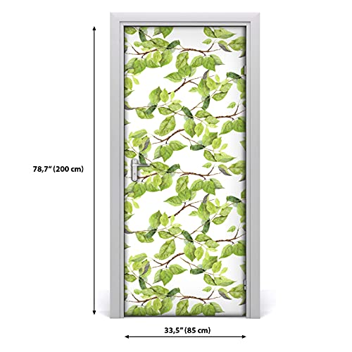 Vinilo para puerta de hojas de abedul autoadhesivo e impermeable de 77x200 cm 4