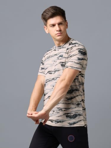 Image of TECHNOSPORT Men's Slim Fit Half Sleeve Crew Neck T-Shirt, TECHNOCOOL+ Quick Dry Moisture Wicking Stretchable Sports Gym and Casual Wear
