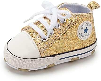 KIDSUN Tutoo Unisex Baby Boys Girls High Top Sneaker Soft Anti-Slip Sole Newborn Infant First Walkers Canvas Denim Shoes