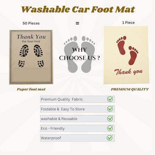 Image of Biowaste Solution Washable Non-Woven Car Foot Mat | Universal Fit for All Cars, SUVs, Buses, and Cabs | Durable, Hygienic, and Stylish - (Ivory, 8 Pcs)