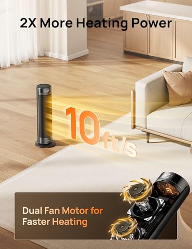 Image of DREO Space Heater for Large Room, Safe Electric Heaters for Indoor Use | Quiet, 70 Oscillation, PTC Ceramic with Thermostat and Remote, 8 Safe Protection Tower, 12H Timer, Bedroom, Office, Black